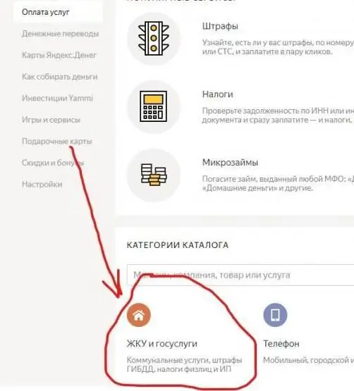 Link Yandex-də kommunal xidmətlərin ödənilməsi - qeydləri olan pul kisəsi
