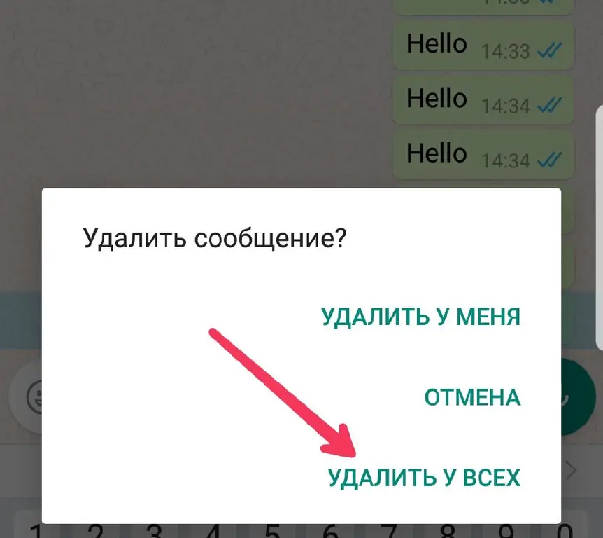 Jinsi ya kufuta ujumbe katika Vvatsap kutoka kwa interlocutor