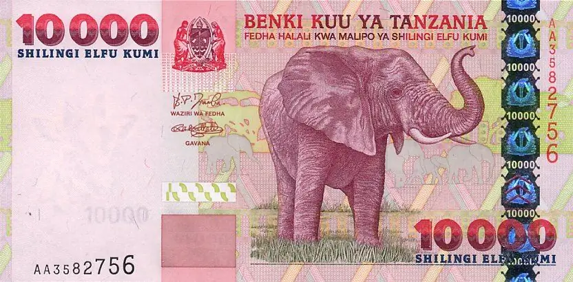 Currency of Tanzania: nominal and actual value, possible purchases, history of creation, banknote design author, description and photo