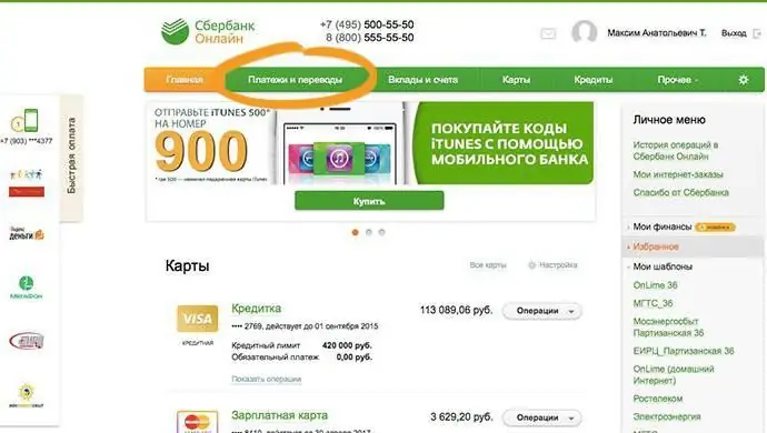 hur man betalar en elräkning via Sberbank online