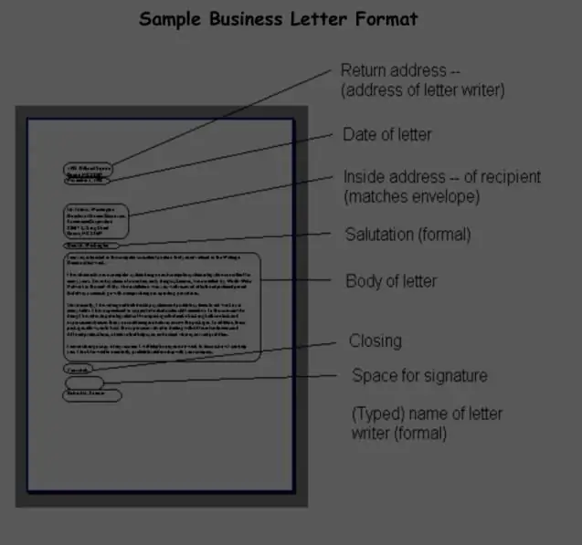 business letter example in english