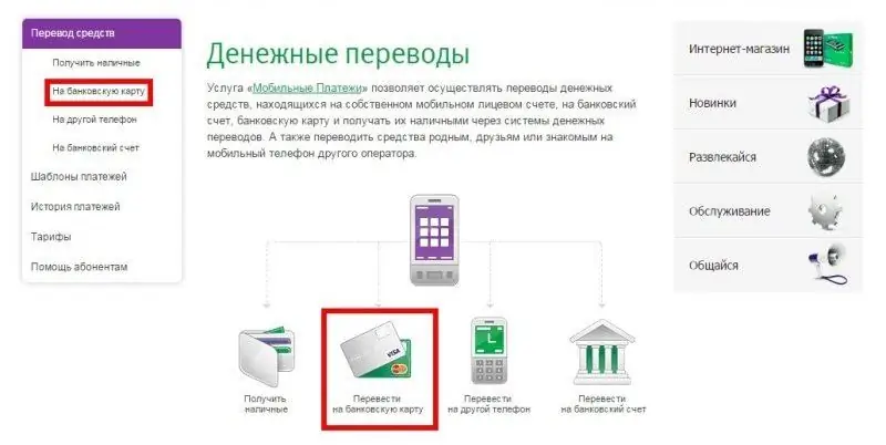 Billede "Megafon" og genopfyldning af "Sberbank"