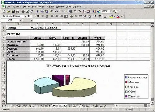 үй-бүлөнүн киреше жана чыгаша таблицасы